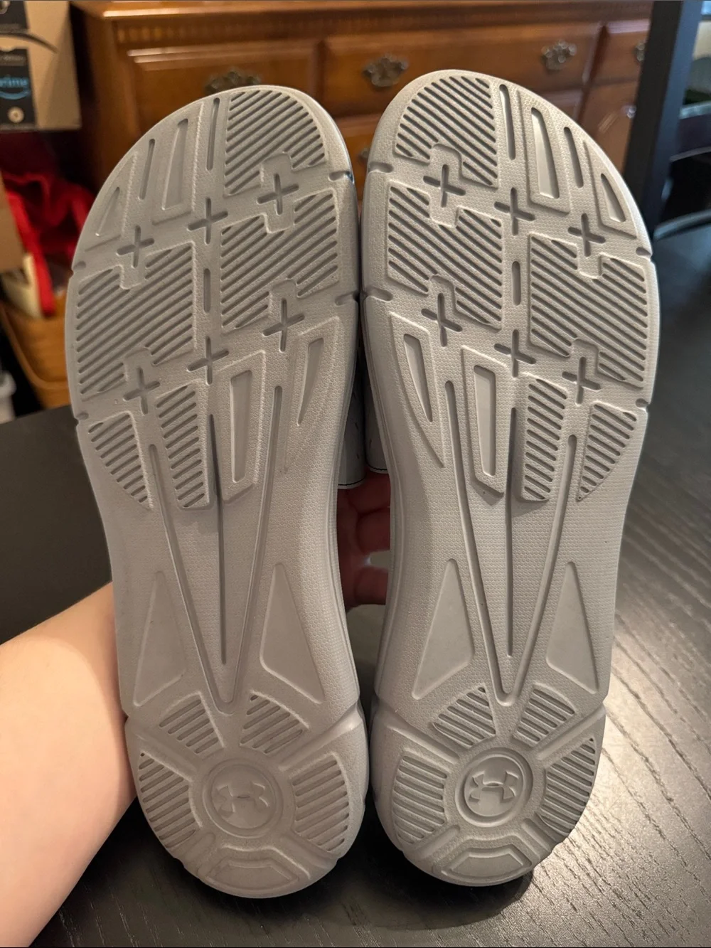 Under Armour Mens Gray Slides with Neon Green Logo